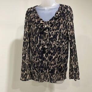 NWOT Charter Club leopard ruffle blouse. Size XL 14/16 plus